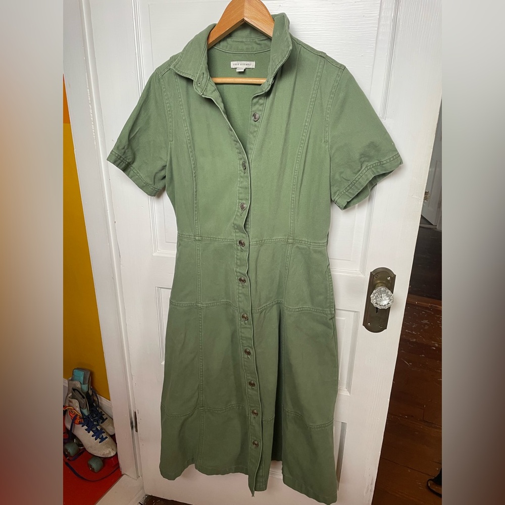 Army Green Button Down Dress
